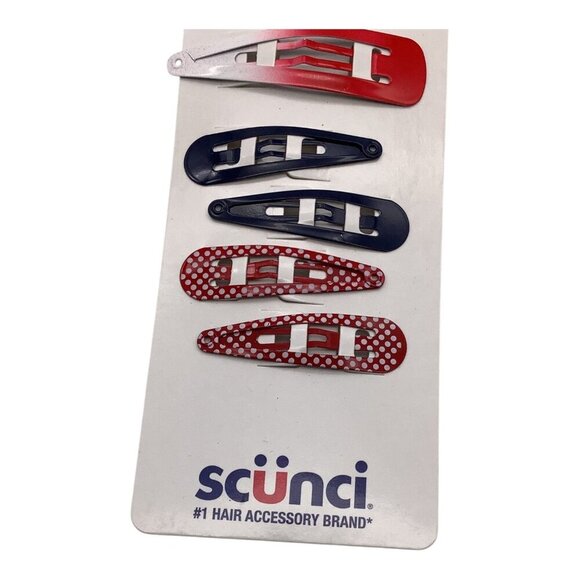 Scunci U Got This Red White Blue Hair Snap Clips Assorted Colors 5 Pcs 12278 - Picture 6 of 8